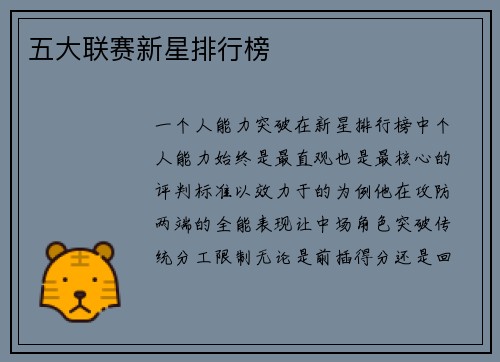 五大联赛新星排行榜